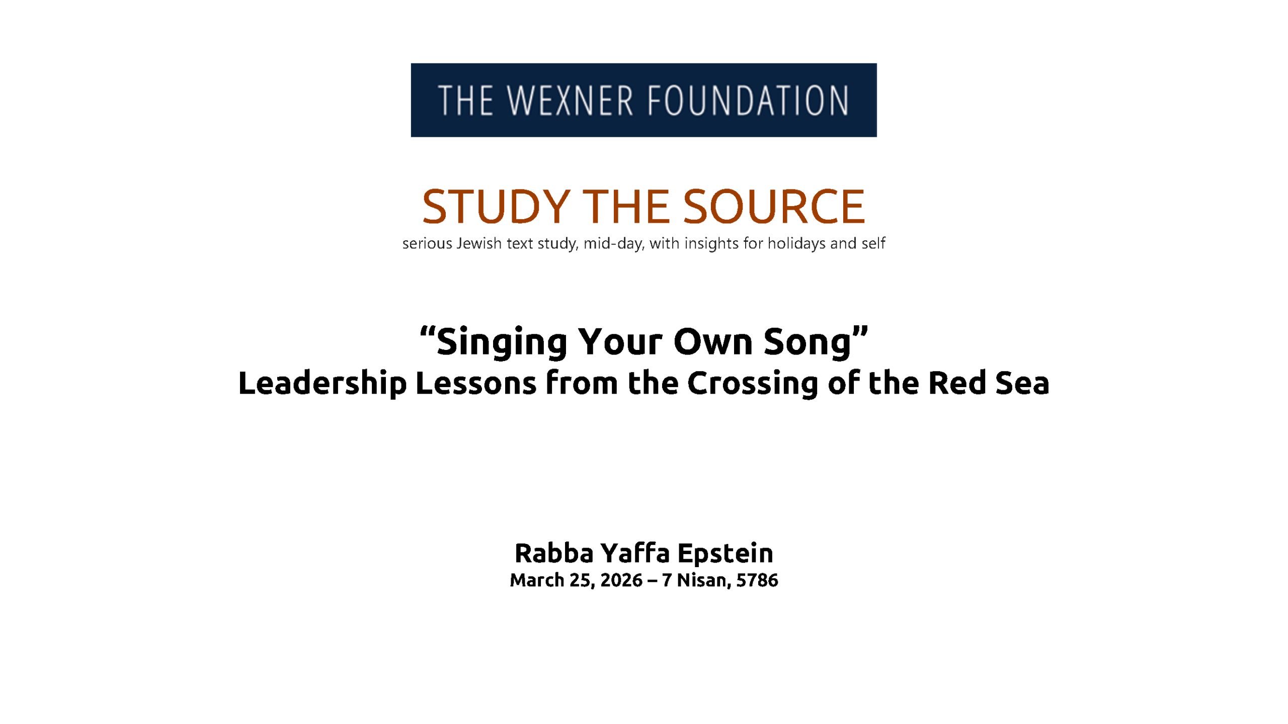 Singing Your Own Song: Leadership Lessons with Rabba Yaffa Epstein