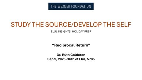 Elul Insights #2: Reciprocal Return with Dr. Ruth Calderon